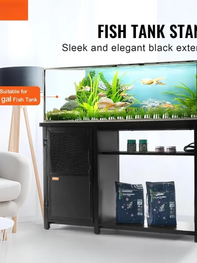 Aquarium Stand, 75 Gallon Fish Tank Stand, 52 x 19.7 x 32.3 in Steel and MDF Turtle Tank Stand, 626 lbs Load Capacity