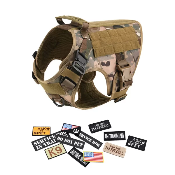 Military Large Dog Harness Collar Leash Bags Patches Set Training Vests Tactical Dogs Harnesses - Image 9