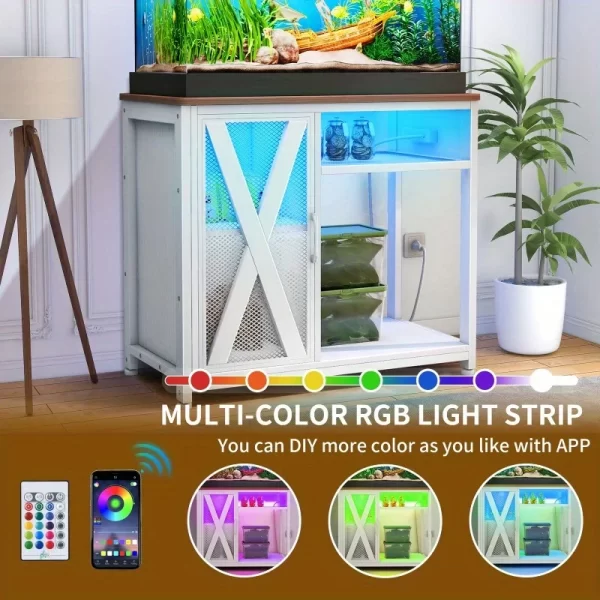 40-50 gallon aquarium stand tank with power outlet and LED light - Image 4