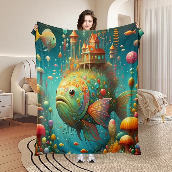 Colorful Fish Tank Themed Blanket For A Dreamy And Decorative Home Ambiance Transformation - Image 2