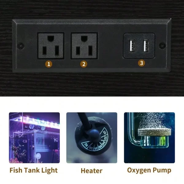 20-29 Gallon Metal Aquarium Stand Fish Tank Stand Storage Cabinet w/Power Outlet - Image 5
