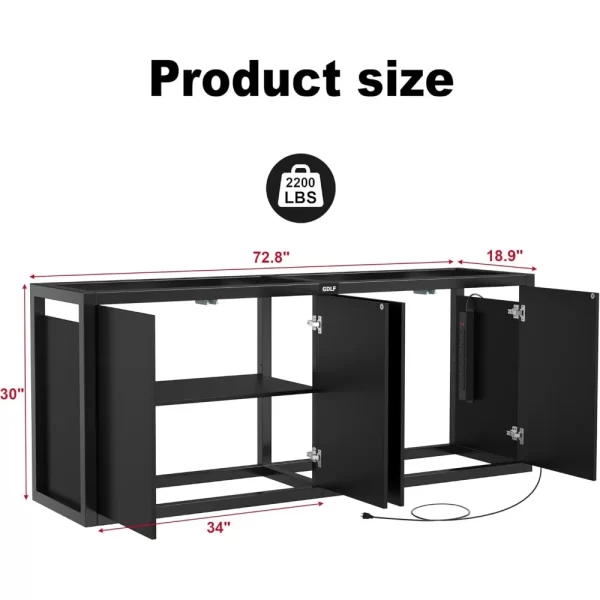 125-150 Gallon Fish Tank Stand, Heavy Duty Metal Aquarium Stand with Power Outlet and Cabinet - Image 6