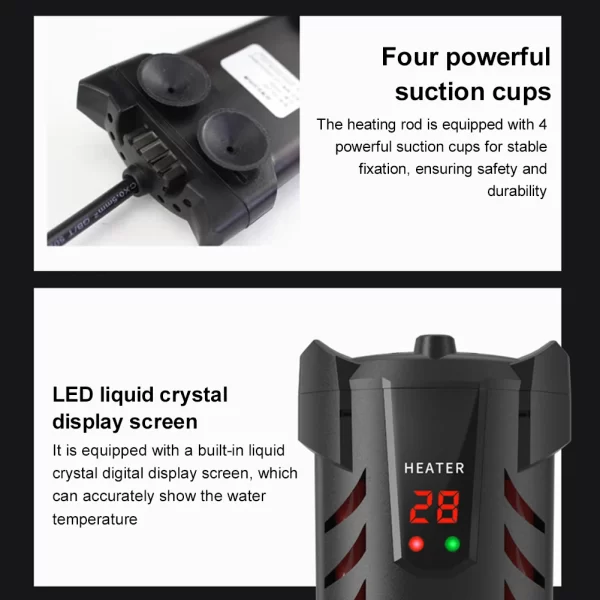 Aquarium Water Heater with Suction Cup Fish Tank Explosion-Proof Heating Rod Dual Probe Temperature Adjustment - Image 5