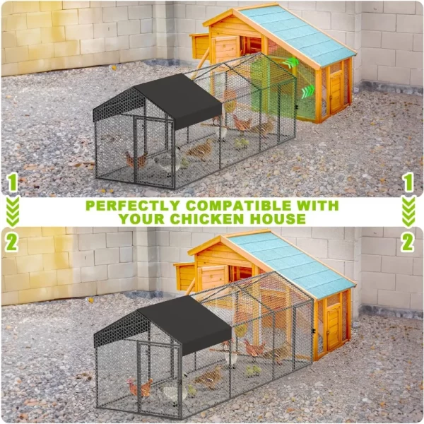 Large Metal Chicken Coop Chicken run for 10-12 chickens 120"L×40"W×40"H Portable Chicken Run with Cover - Image 2