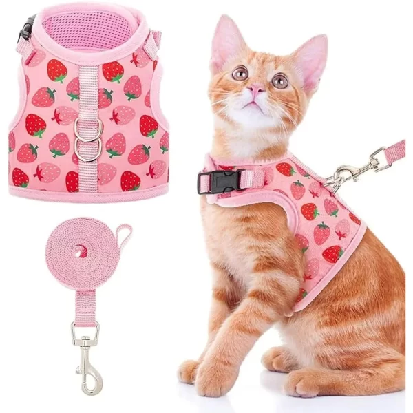 Cat Harness with Leash Fashionable Breathable Mesh Adjustable Vest