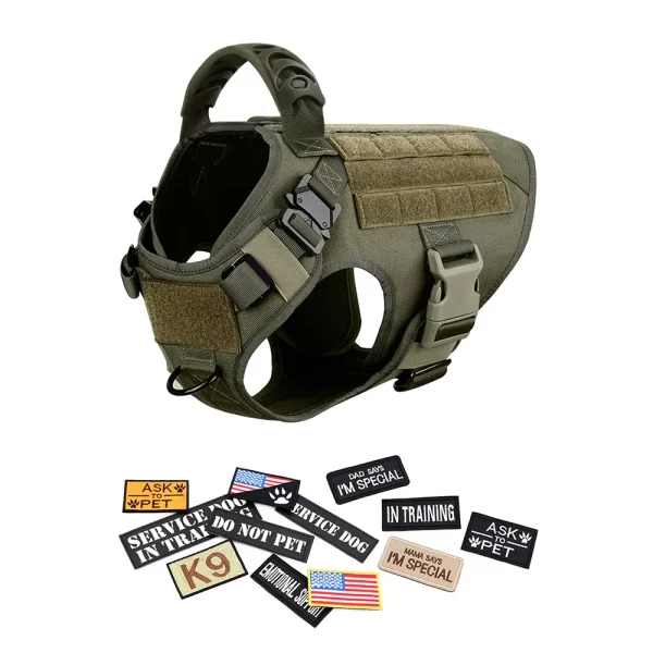 Military Large Dog Harness Collar Leash Bags Patches Set Training Vests Tactical Dogs Harnesses - Image 8