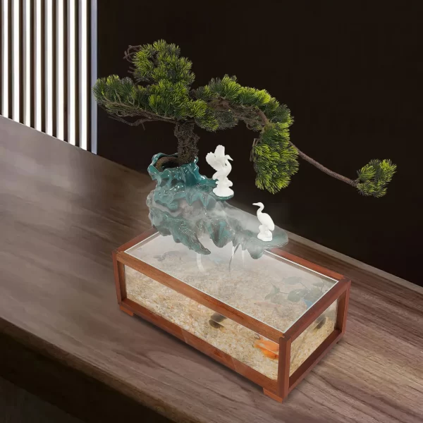 Fish Tank Flowing Ornament, Led Light Tabletop Fountain, Indoor Fountain with Fish Tank - Image 3