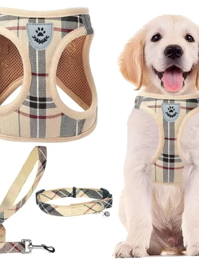 Adjustable No Pull Dog Harness Collar Leash Set Step In Breathable Soft Pet Gear Small Medium Dogs Outdoor Walking Running