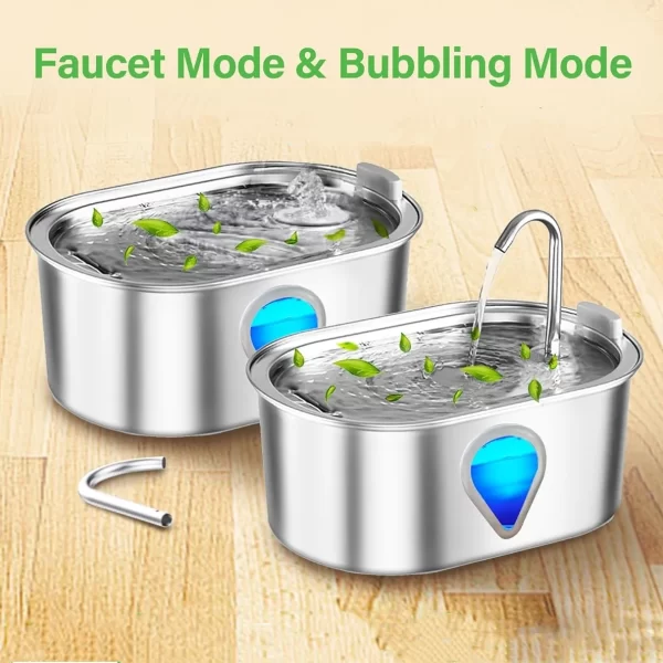3.5L large capacity pet water dispenser automatic stainless steel cat water fountain with LED Lighting - Image 3