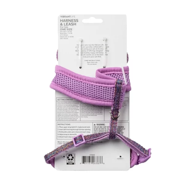 Purple Sparkle Cat Harness and Leash Set Adjustable Comfortable Unique Design Cats Kittens - Image 5
