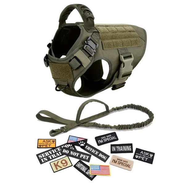 Military Large Dog Harness Collar Leash Bags Patches Set Training Vests Tactical Dogs Harnesses - Image 12