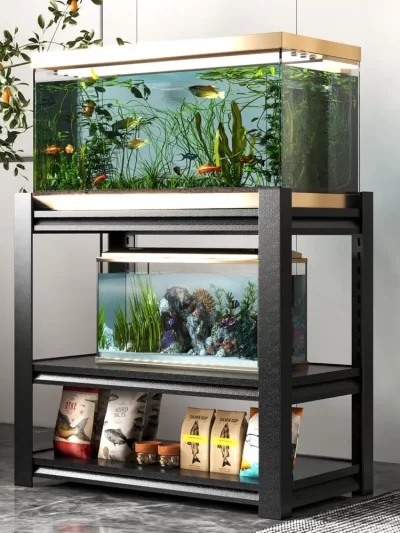 20-30 Gallon Fish Tank Stand Metal Aquarium Stand, 34 "W x 18 "D x 31" H Adjustable Heavy Duty Reptile Tank Stand