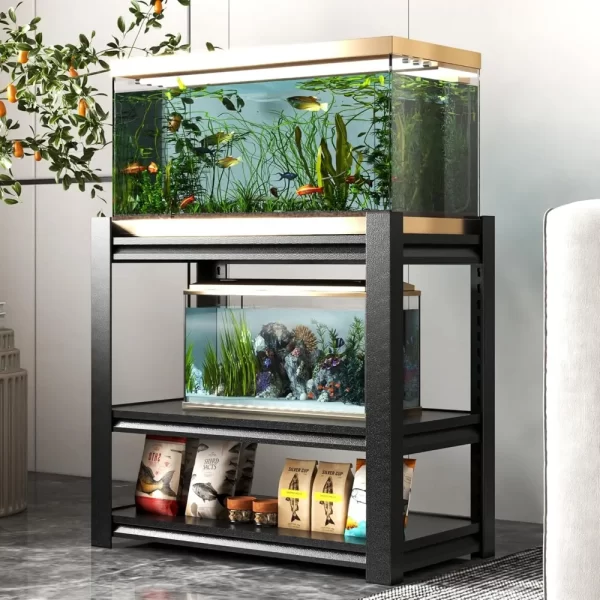 20-30 Gallon Fish Tank Stand Metal Aquarium Stand, 34 "W x 18 "D x 31" H Adjustable Heavy Duty Reptile Tank Stand