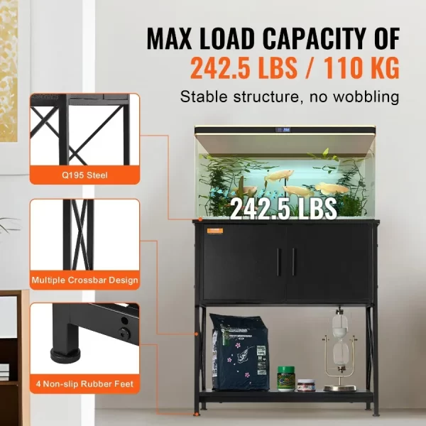 Aquarium Stand 29 Gallon Fish Tank Stand 28.7 x 16.5 x 30 in Steel and MDF Turtle Tank Stand 242.5 lbs Load Capacity - Image 3