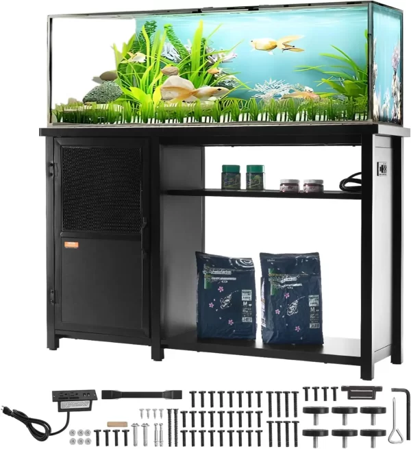Aquarium Stand, 75 Gallon Fish Tank Stand, 52 x 19.7 x 32.3 in Steel and MDF Turtle Tank Stand, 626 lbs Load Capacity - Image 2