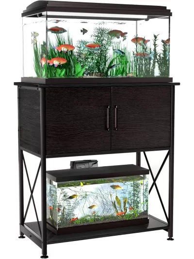 20-29 Gallon Aquarium Stand Metal Frame Fish Tank Stand with Cabinet Storage for 20 Gallon Long Aquarium,30.7" L*16.5" W Tabletop