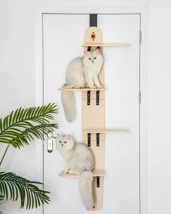 4-Levels Door Hanging Cat Climber Door Mounted Vertical Cat Tree Tower with Carpeted Plank for Indoor Cats Door Mounted
