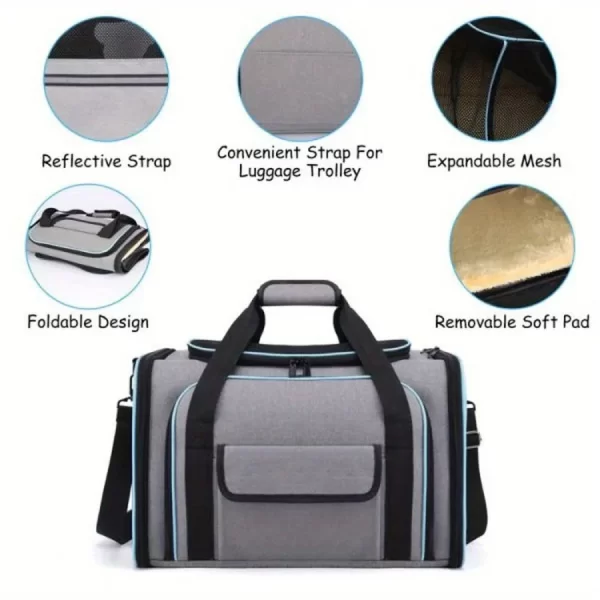 Expandable Foldable Carrier with Fleece Pad Soft Side for Small Pets Cats, Puppies. Breathable Backpack - Image 5