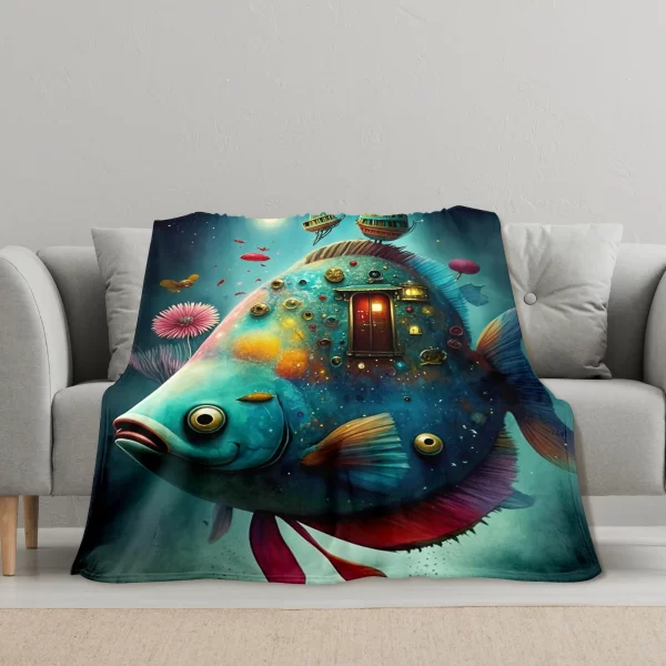 Underwater House Blanket With Fish Tank Design For A Unique And Friendly Home Decor Enhancement - Image 3
