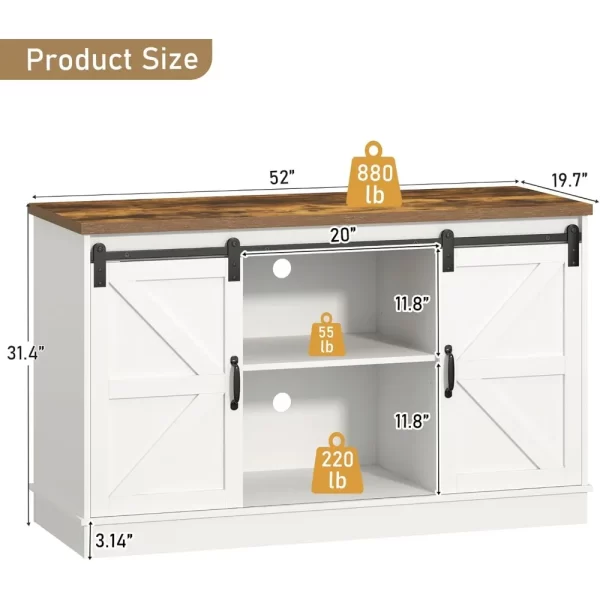 Farmhouse 55-75 Gallon Fish Tank Stand with Power Outlet, Aquarium Stand with Cabinet & Sliding Barn Door, Grey or White - Image 3
