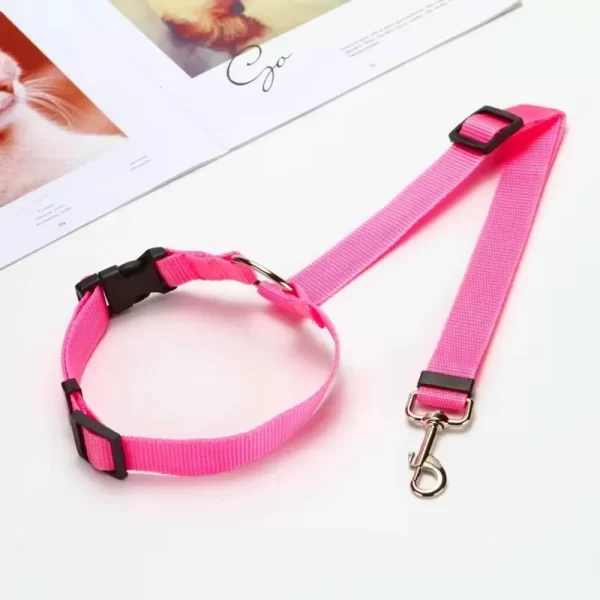 Solid Color Two-in-one Pet Car Seat Belt Nylon Lead Leash Backseat Safety Belt Adjustable Dog/Cat Harness Collar Pet Accessories - Image 13