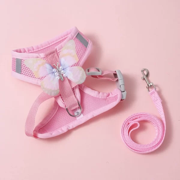 Cute Butterfly, Breathable Dog Harness Set for Small Dogs Cat Puppy Chest Vest Leash - Image 9