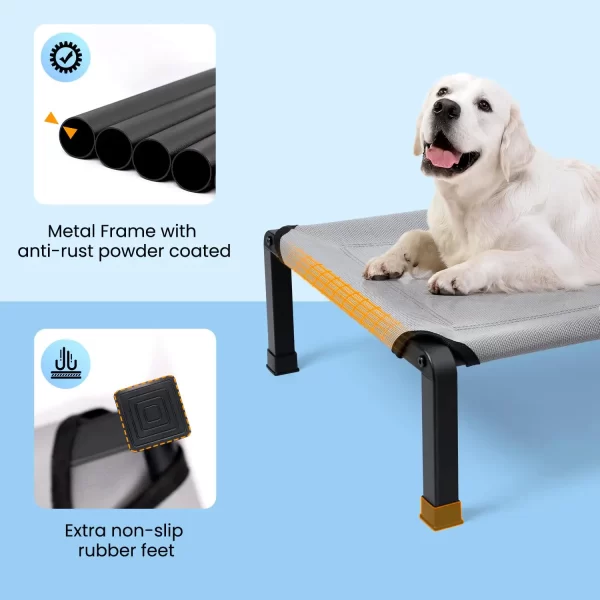 Elevated Dog Bed, Cooling Raised Pet Cot with Chew Proof Mesh Fabric and Steel Frame, Portable Dog Cot for Outdoor/Indoor Use - Image 4