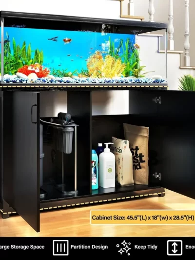 55-75 Gallon Fish Tank Stand, Aquarium Stand with Charging Station and Large Storage Cabinet