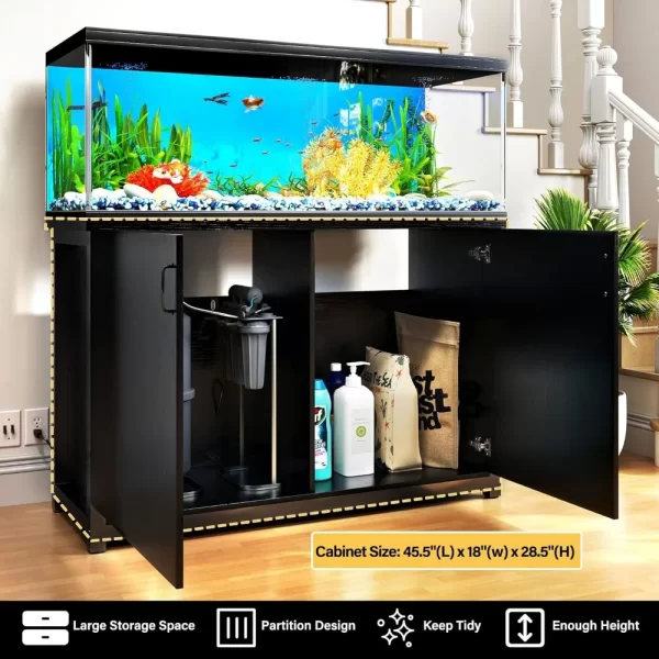 55-75 Gallon Fish Tank Stand, Aquarium Stand with Charging Station and Large Storage Cabinet