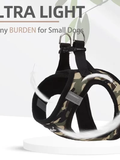 No Pull Small Dog Harness and Leash Set, Step-in Soft Mesh Reflective Camouflage Comfortable