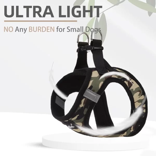 No Pull Small Dog Harness and Leash Set, Step-in Soft Mesh Reflective Camouflage Comfortable
