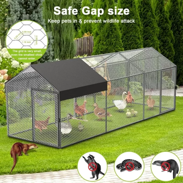 Large Metal Chicken Coop Chicken run for 10-12 chickens 120"L×40"W×40"H Portable Chicken Run with Cover - Image 5