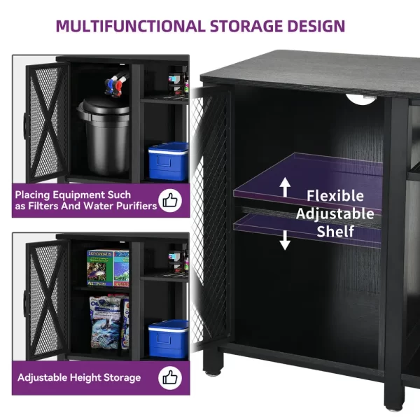 55-75 Gallon Fish Tank Stand w/Power Outlets Heavy Duty Aquarium Stand w/Cabinet - Image 6