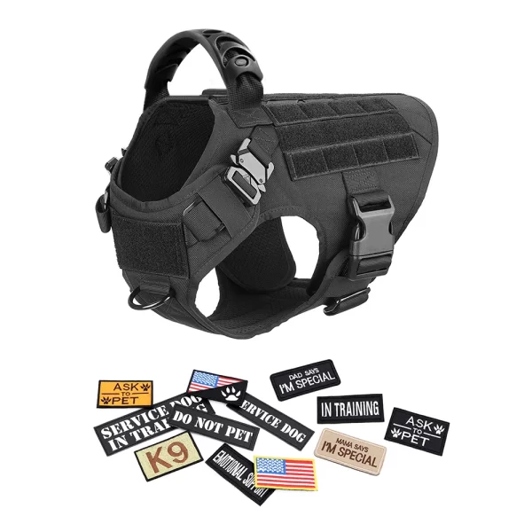 Military Large Dog Harness Collar Leash Bags Patches Set Training Vests Tactical Dogs Harnesses - Image 10