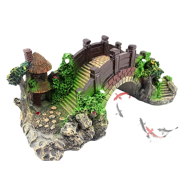 Fish Tank Artificial Bridge Resin Landscape Decoration Cave Aquatic Fish Bridge Aquarium Equipment