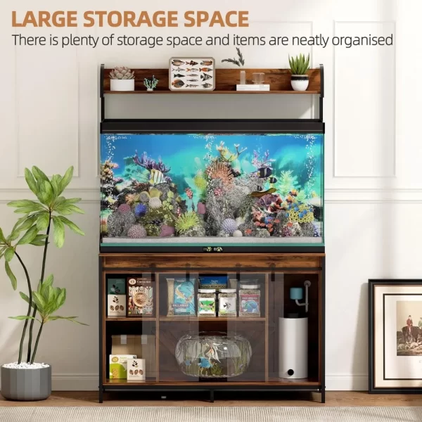 55-75 Gallon Fish Tank Stand with Power Outlets, Heavy Duty Metal Frame Aquarium Stand with Barn Door, Turtle Reptile Terrariums - Image 6