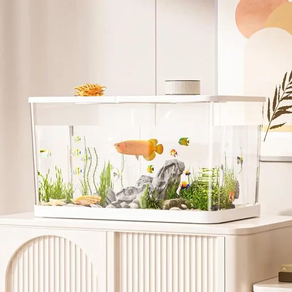 Transparent Mini Fish Tank Aquarium Drop Resistant Hydroponic With Lid Ecological Tank Turtle - Image 2