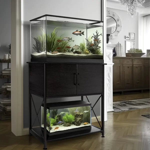 20-29 Gallon Aquarium Stand Metal Frame Fish Tank Stand with Cabinet Storage for 20 Gallon Long Aquarium,30.7" L*16.5" W Tabletop - Image 2