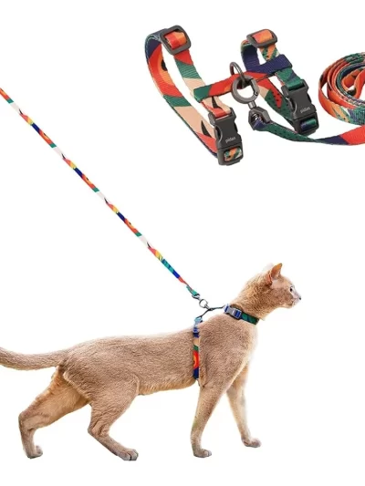 Adjustable Cat Harness and Leash Set Escape Proof Soft Lightweight Travel Walking Gear Kittens, Cats and Rabbits