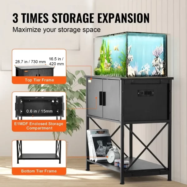 Aquarium Stand 29 Gallon Fish Tank Stand 28.7 x 16.5 x 30 in Steel and MDF Turtle Tank Stand 242.5 lbs Load Capacity - Image 4