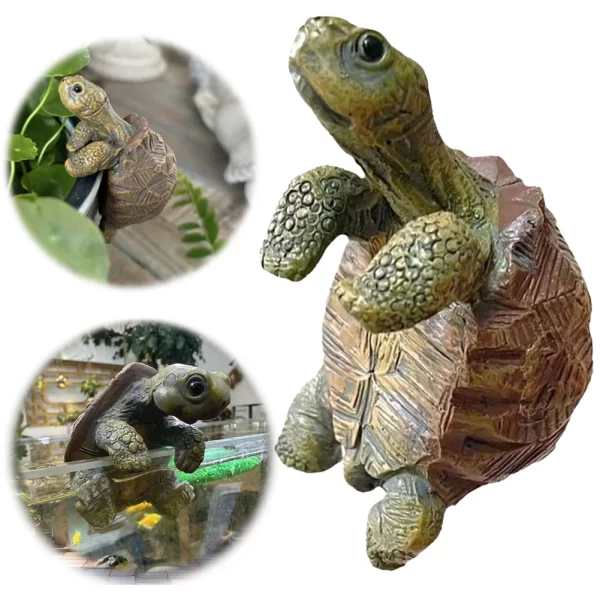Resin Turtle Statue Flower Pot Hanger Planter Edge Decoration Simulation Tortoise Figurine Home Garden Fish Tank Small Ornaments - Image 3