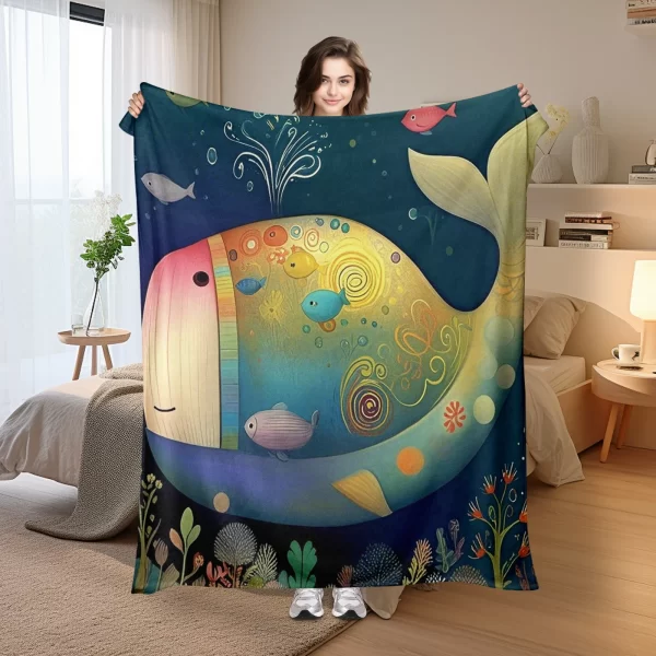 Fish Tank Blanket With Seaweed And Bubble Patterns For A Stylish And Decorative Home Ambiance Touch - Image 2