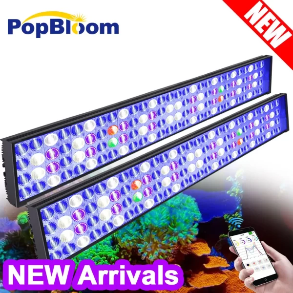 2PCS PopBloom-H75 WiFi Marine Aquarium Light Full Spectrum, Professional Saltwater Aquarium Lamp, Coral Reef Fish Tank LED