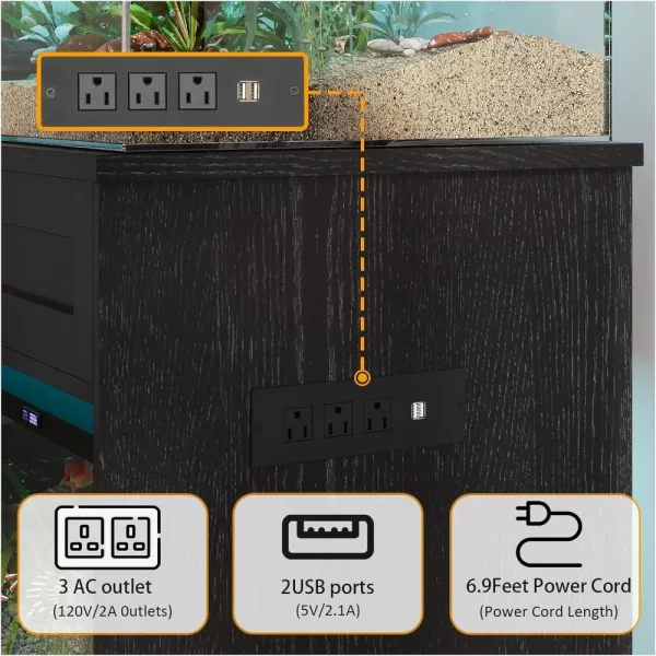 55 Gallon Fish Tank Stand, Fish Tank with Stand 55-75 Gallon, Aquarium Stand 55 Gallon with Drawer, Reptile Tank Stand with Power - Image 6