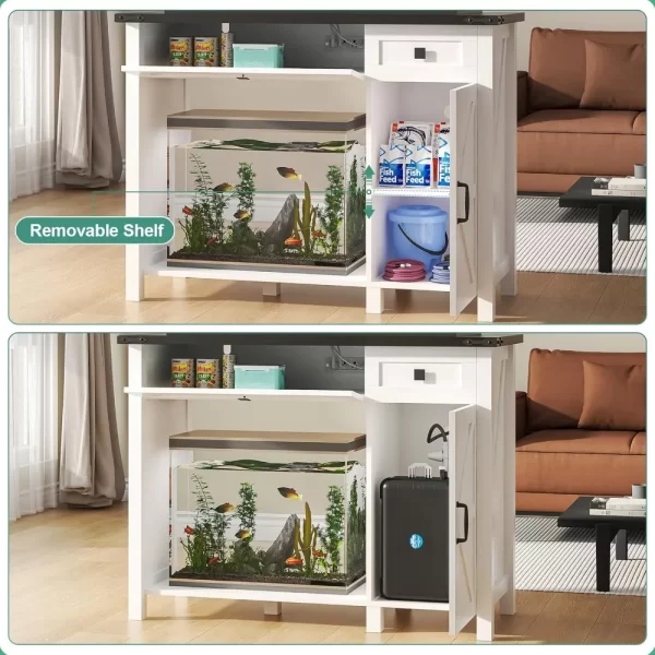 40 Gallon Aquarium Stand With Charging Station, Farmhouse Fish Tank Stand, Reptile Tank Stand Terrarium Stand with Drawer - Image 4