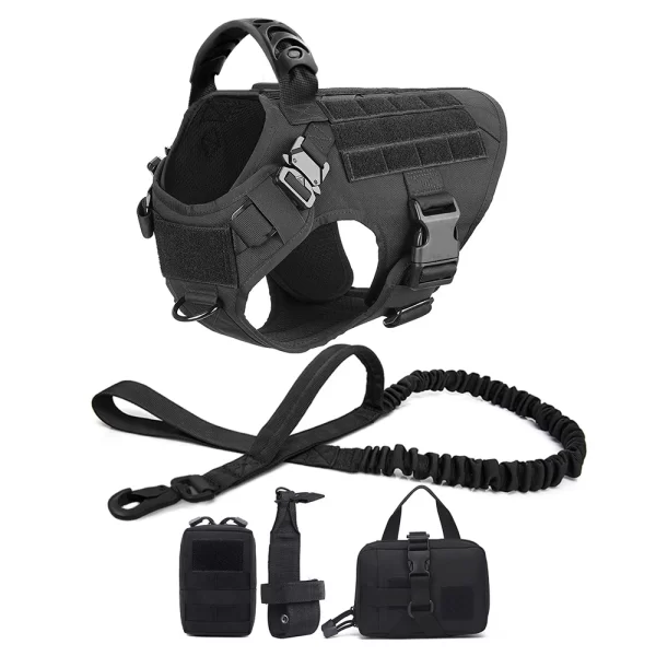 Military Dog Harness Leash Bags Set Pet Tactical Vest Harnesses Walking Training For Large Dogs