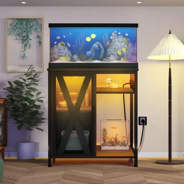 20-29 Gallon Metal Aquarium Stand Fish Tank Stand Storage Cabinet w/Power Outlet - Image 3