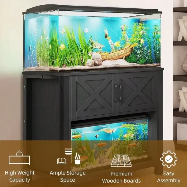 Metal Aquarium Stand Storage Cabinet for 40-50 Gallon Heavy Duty Fish Tank Stand - Image 4