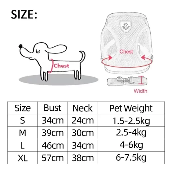 Dog Harness for Small Dogs Adjustable Pet Harness And Leash Set Breathable Vest - Image 2