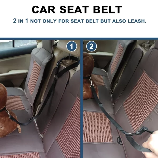 Solid Color Two-in-one Pet Car Seat Belt Nylon Lead Leash Backseat Safety Belt Adjustable Dog/Cat Harness Collar Pet Accessories - Image 5